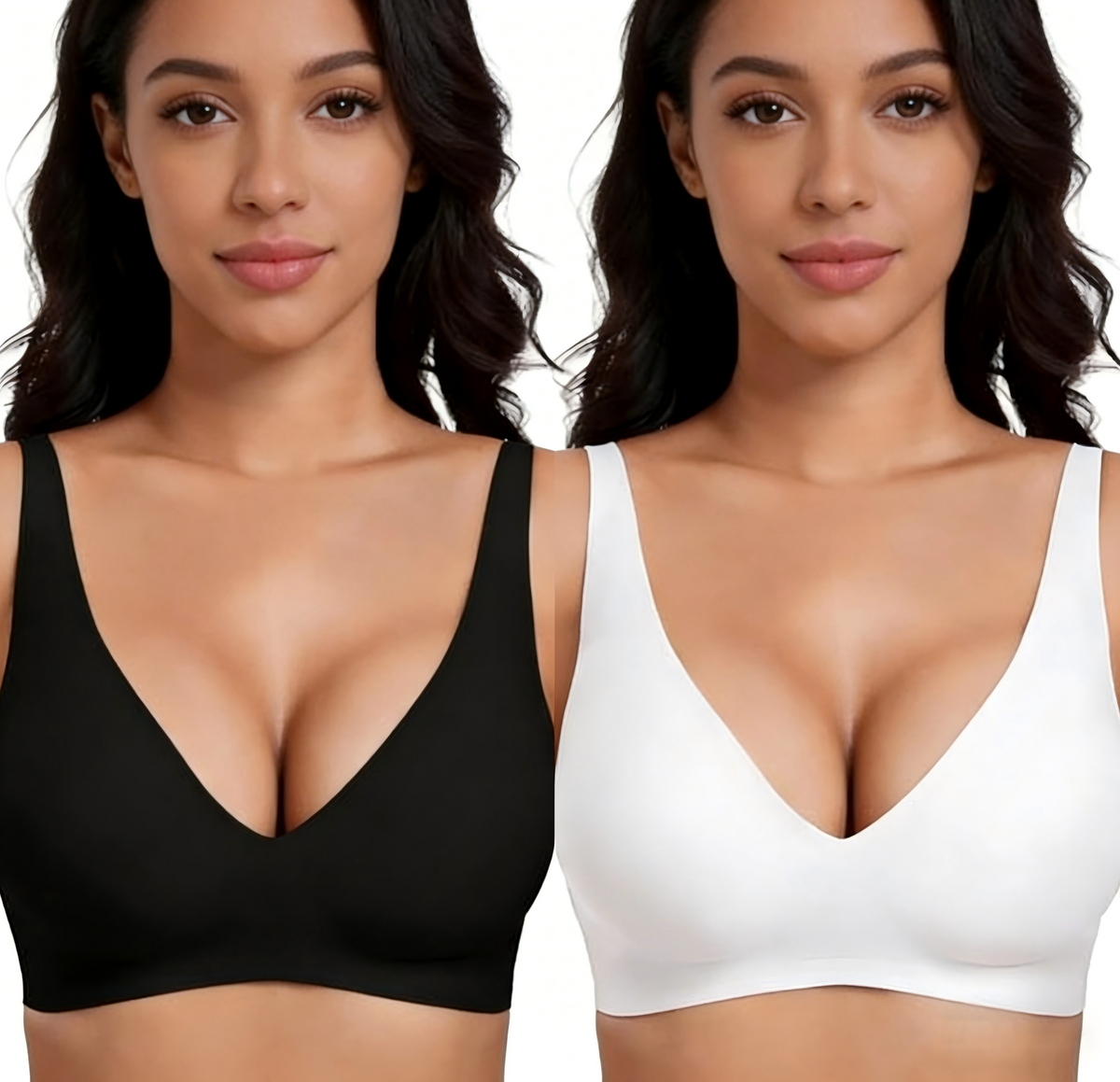 ⚡50K+ SOLD💕Jelly Wireless Womens Comfortable Wireless Bras Push Up Bralettes Seamless Tshirts Bras Deep V Everyday Bras