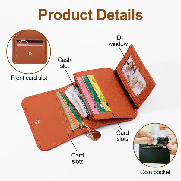💕RFID Blocking Short Wallet for Women, Mini Card Holder Purse with Key Ring, Coin Pocket & ID Window👛