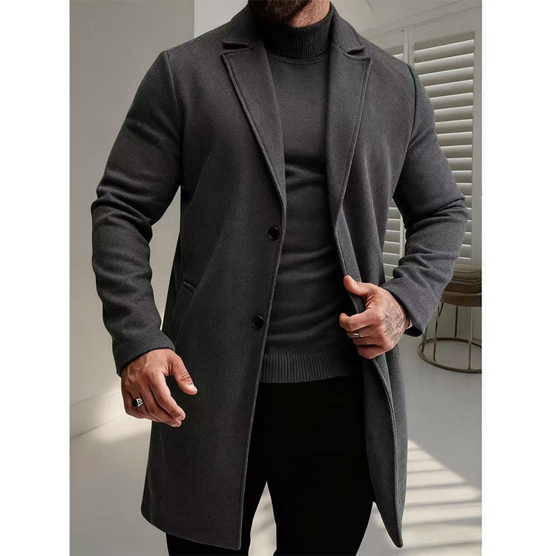 🍁Men's Classic Single-Breasted Mid-Length Overcoat
