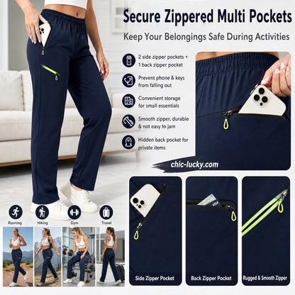 👖✨Women’s Straight-Leg Cargo Trousers – Elastic Waist, 6-Pocket Casual Pants for Work, Travel & Everyday Wear