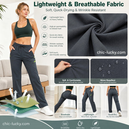 👖✨Women’s Straight-Leg Cargo Trousers – Elastic Waist, 6-Pocket Casual Pants for Work, Travel & Everyday Wear