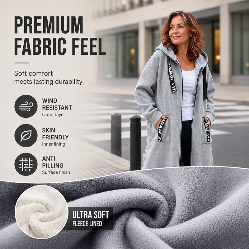 Plus Size Women's Hooded Long Sweatshirt