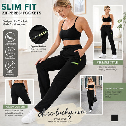 👖✨Women’s Straight-Leg Cargo Trousers – Elastic Waist, 6-Pocket Casual Pants for Work, Travel & Everyday Wear