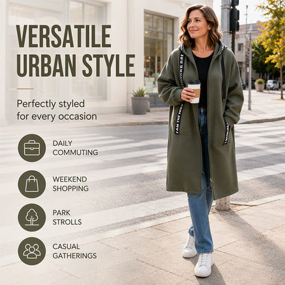 Plus Size Women's Hooded Long Sweatshirt