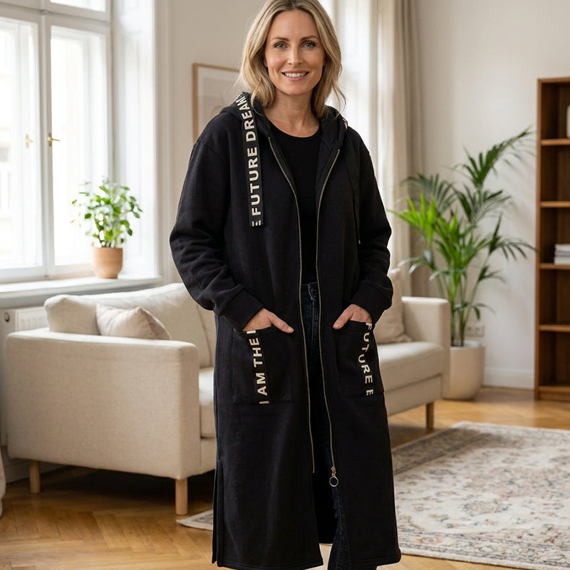 Plus Size Women's Hooded Long Sweatshirt