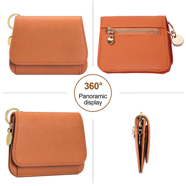 💕RFID Blocking Short Wallet for Women, Mini Card Holder Purse with Key Ring, Coin Pocket & ID Window👛