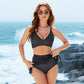 👙Damski komplet bikini z wysokim stanem i dekoltem w szpic