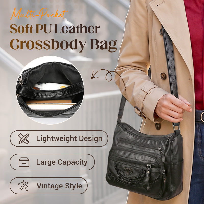 💐🎁Women's Soft PU Crossbody Bag – Multiple Pockets for Perfect Organization 👜🔑
