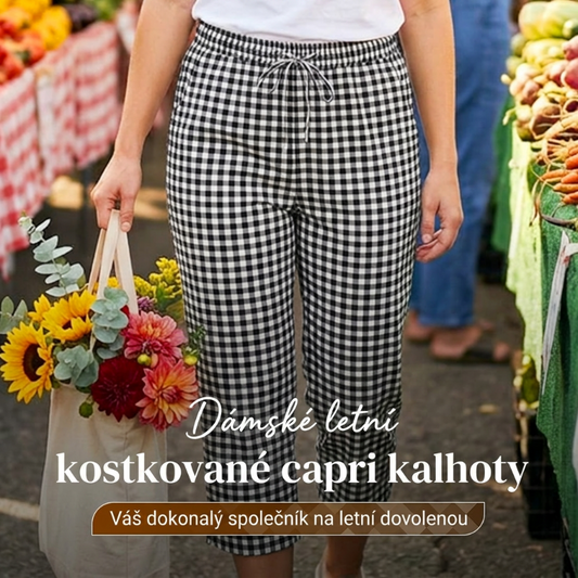 📢📢30% SLEVA !! ⏰Dámské letní kostkované capri kalhoty🏖️