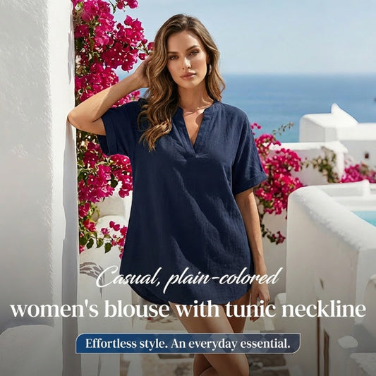 🌸Letní výprodej 30% SLEVA👕Módní volné tričko s krátkým rukávem v jednobarevném provedení