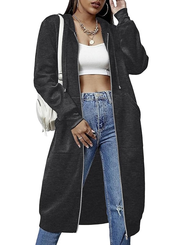 🔥✨Women's Casual Zip up Fleece Hoodies Tunic Sweatshirt