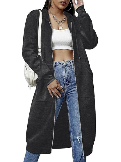 🔥✨Women's Casual Zip up Fleece Hoodies Tunic Sweatshirt