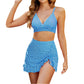 👙Damski komplet bikini z wysokim stanem i dekoltem w szpic