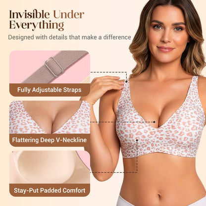 ⚡50K+ SOLD💕Jelly Wireless Womens Comfortable Wireless Bras Push Up Bralettes Seamless Tshirts Bras Deep V Everyday Bras