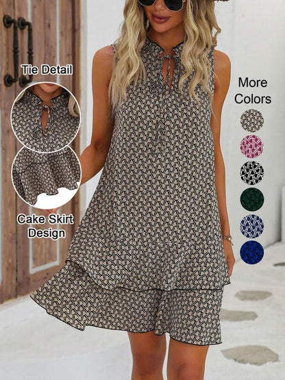 👗💕Dámské šaty s mašlí a geometrickým vzorem