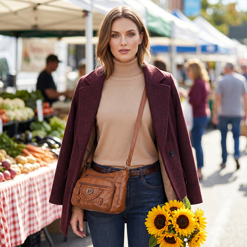 💐🎁Women's Soft PU Crossbody Bag – Multiple Pockets for Perfect Organization 👜🔑