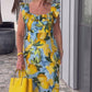 Rochie tunică supradimensionată cu imprimeu de lămâie