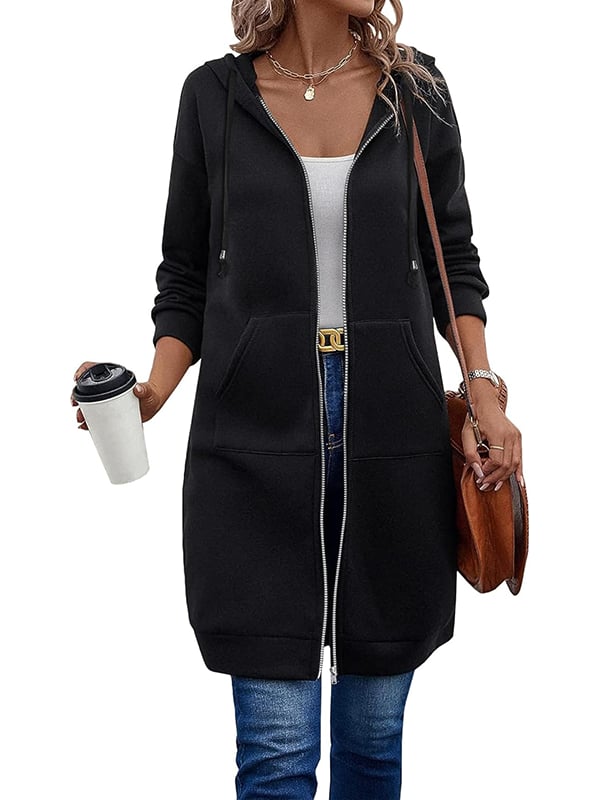 🔥✨Women's Casual Zip up Fleece Hoodies Tunic Sweatshirt