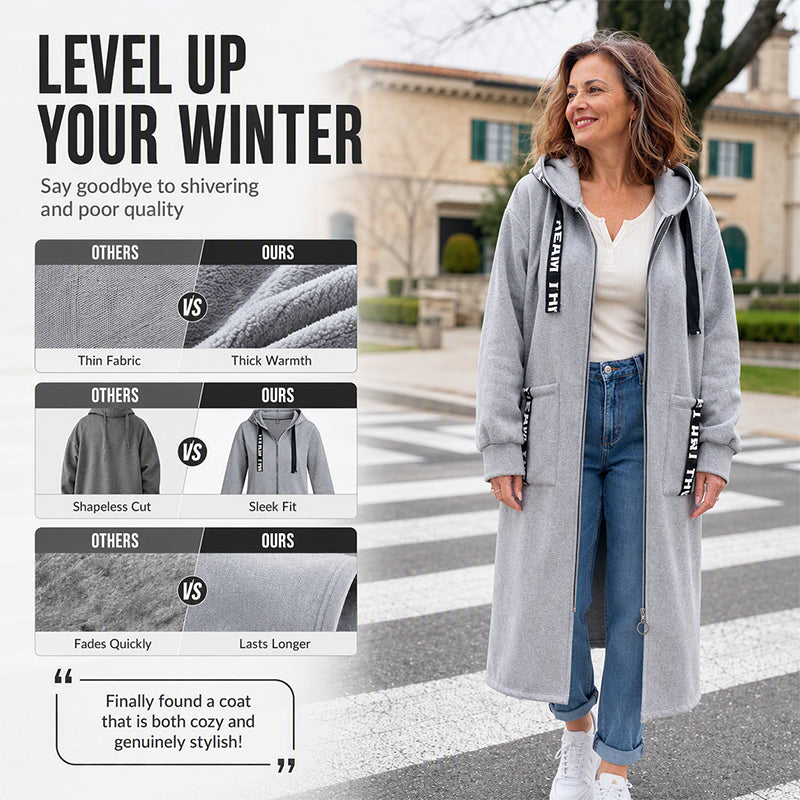 Plus Size Women's Hooded Long Sweatshirt