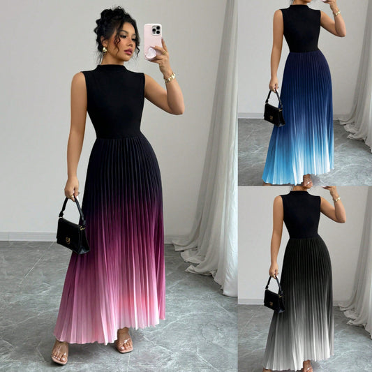 Šaty s volánky, bez rukávů, s vysokým výstřihem a v odstínech ombré❤️