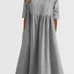 【S-5XL】👗Rochie din bumbac cu decolteu rotund și buzunare