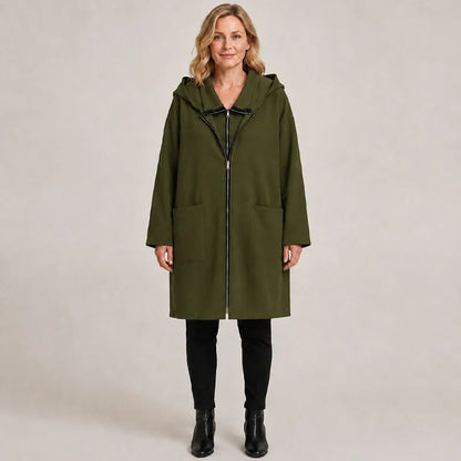 ✨ Women's Hooded Mid-Length Jacket with 2 Zippers