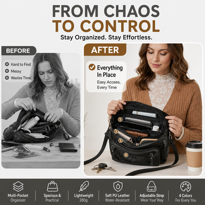 💐🎁Women's Soft PU Crossbody Bag – Multiple Pockets for Perfect Organization 👜🔑