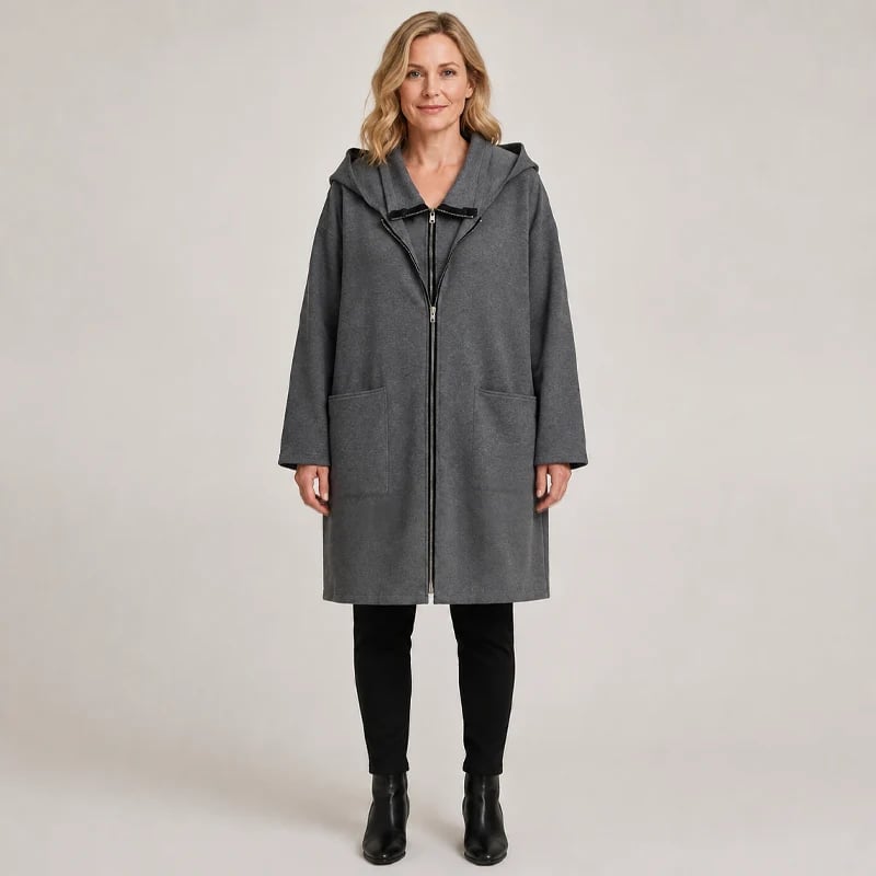 ✨ Women's Hooded Mid-Length Jacket with 2 Zippers
