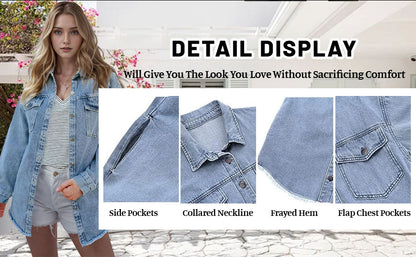 Women's Raw Edge Ripped Denim Jacket