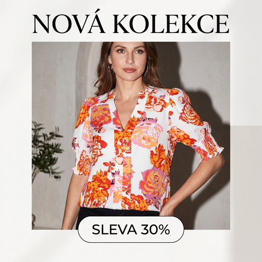 🌺👕Dámská halenka s květinovým vzorem, výstřihem do V a nafouknutými rukávy🤩