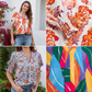 🌺👕Dámská halenka s květinovým vzorem, výstřihem do V a nafouknutými rukávy🤩