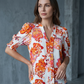 🌺👕Dámská halenka s květinovým vzorem, výstřihem do V a nafouknutými rukávy🤩