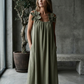 👗 Figurfreundliches Sommer-Maxikleid ✨ Lockerer A-Linien-Schnitt mit Blumenapplikationen & Trägern