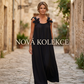 👗 Figurfreundliches Sommer-Maxikleid ✨ Lockerer A-Linien-Schnitt mit Blumenapplikationen & Trägern