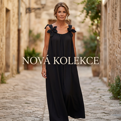 👗 Figurfreundliches Sommer-Maxikleid ✨ Lockerer A-Linien-Schnitt mit Blumenapplikationen & Trägern