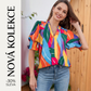 🌺👕Dámská halenka s květinovým vzorem, výstřihem do V a nafouknutými rukávy🤩