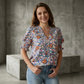 🌺👕Dámská halenka s květinovým vzorem, výstřihem do V a nafouknutými rukávy🤩