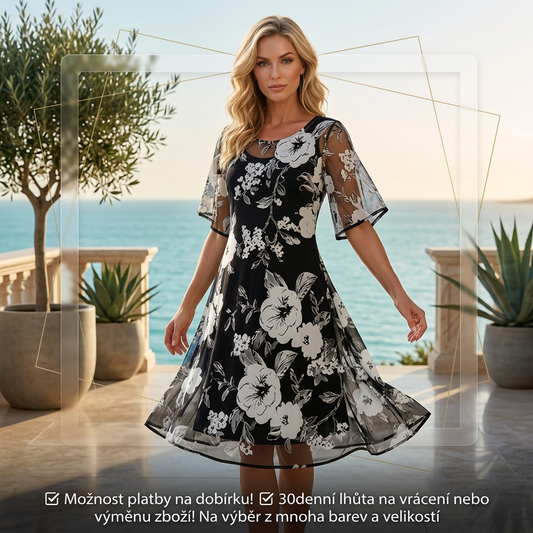 ❤️👗Dámské elegantní šaty z šifonu s květinovým potiskem😍