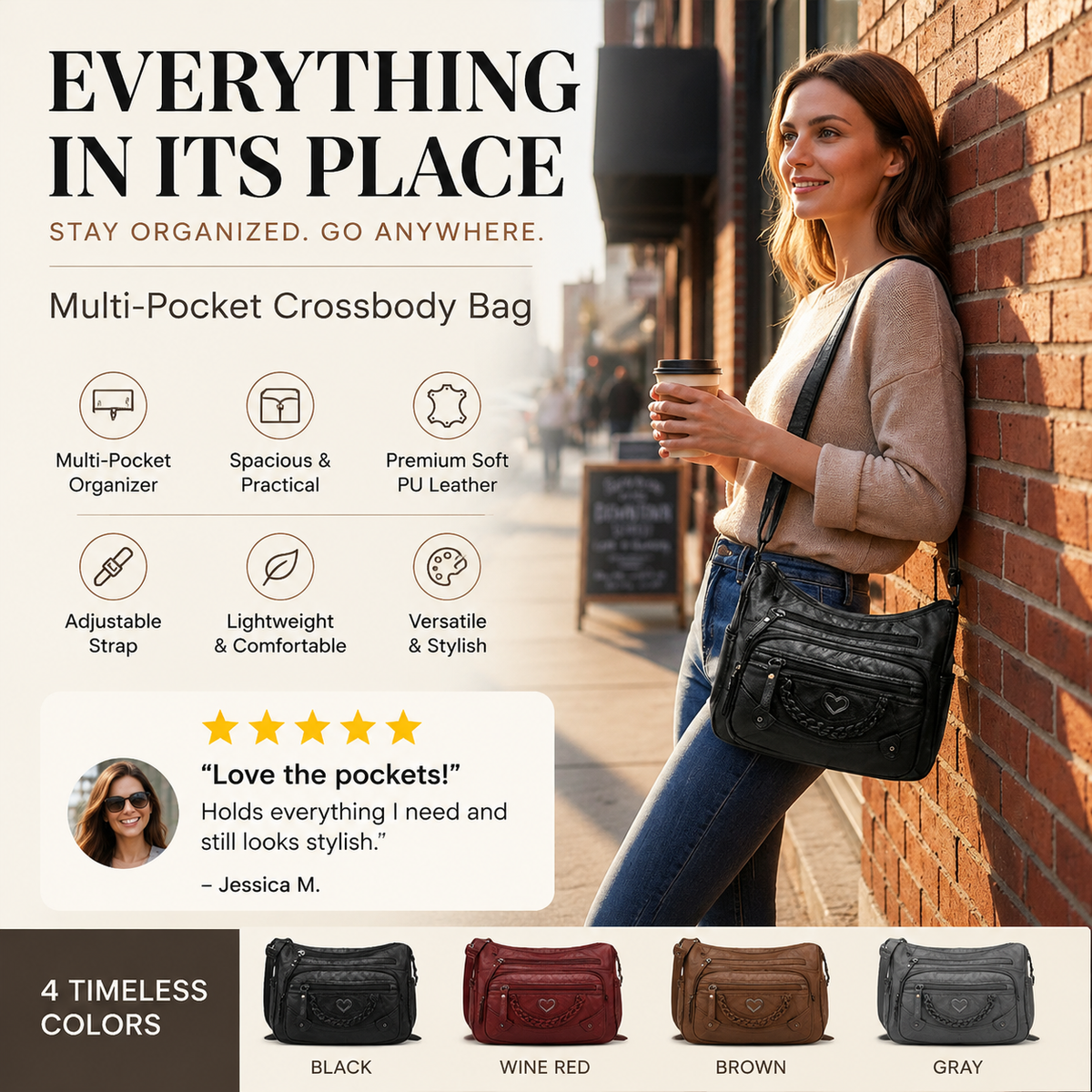 💐🎁Women's Soft PU Crossbody Bag – Multiple Pockets for Perfect Organization 👜🔑