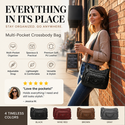 💐🎁Women's Soft PU Crossbody Bag – Multiple Pockets for Perfect Organization 👜🔑