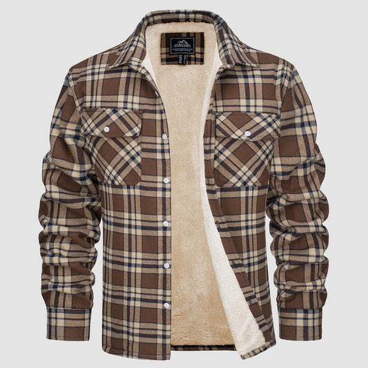 Pánská košile Sherpa Wool Lined Flannel Shirt Jacket🤠