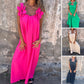 👗 Figurfreundliches Sommer-Maxikleid ✨ Lockerer A-Linien-Schnitt mit Blumenapplikationen & Trägern