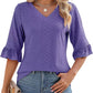 ❤️Femeii Elegant Ruffle Sleeve V-Neck Topuri