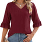 ❤️Femeii Elegant Ruffle Sleeve V-Neck Topuri