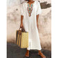 Femei Casual Loose bumbac lenjerie brodate Split rochie
