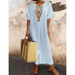 Femei Casual Loose bumbac lenjerie brodate Split rochie