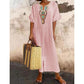 Femei Casual Loose bumbac lenjerie brodate Split rochie