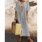 Femei Casual Loose bumbac lenjerie brodate Split rochie