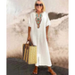 Femei Casual Loose bumbac lenjerie brodate Split rochie