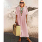 Femei Casual Loose bumbac lenjerie brodate Split rochie